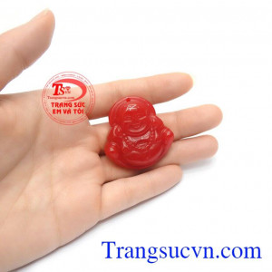 Phật Di Lặc ngọc cẩm thạch đỏ đeo hợp  thời trang và phong thủy