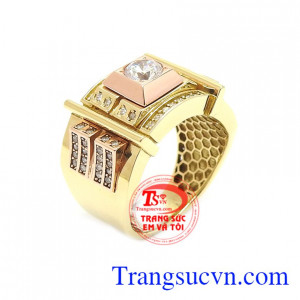Nhẫn nam mạnh mẽ vàng 18k chế tác theo công nghệ cao, kiểu dáng mới lạ, sang trọng, đẳng cấp phái mạnh, nhẫn nam thời trang là món quà tặng tuyệt vời trong những dịp ý nghĩa