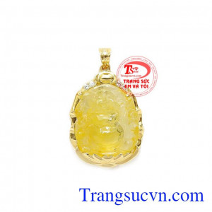 Mặt thạch anh tóc thiên nhiên đĩnh vàng