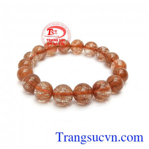 Chuỗi Thạch Anh Tóc Đỏ May Mắn 11mm tóc đẹp, phù hợp phong cách phái đẹp