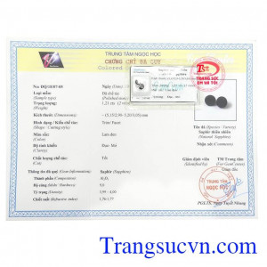 Giấy kiểm định Đôi Sapphire Thiên Nhiên Ép Vỉ