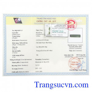Giấy kiểm định Tourmaline Ép Vỉ Thiên Nhiên