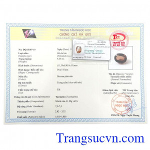 Giấy kiểm định Viên Tourmaline Ép Vỉ Cao Cấp