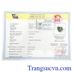 Giấy kiểm định Viên Peridot Thiên Nhiên Ép Vỉ
