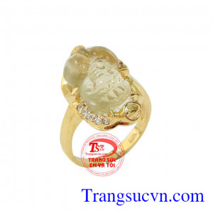 Nhẫn nữ tỳ hưu thạch anh vàng