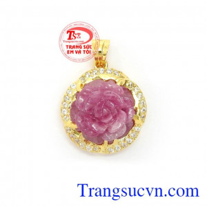 Mặt Dây Ruby Hưng Vượng Ruby thiên nhiên bọc vàng 14k bền đẹp, sang trọng