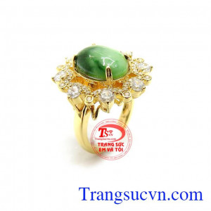Nhẫn Vàng Cẩm Thạch May Mắn vàng 14k bền đẹp, chất lượng, nhẫn ngọc bọc vàng sang trọng, tinh tế và thời trang