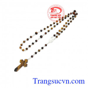 Chuỗi Tràng Hạt Mắt Hổ Thiên Nhiên kết hợp móc bạc bền, đẹp, tinh xảo