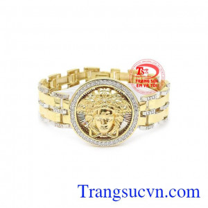 Lắc tay nam vàng tây sang trọng được chế tác từ vàng 10k sáng bóng với sự kết hợp vàng màu và vàng trắng.