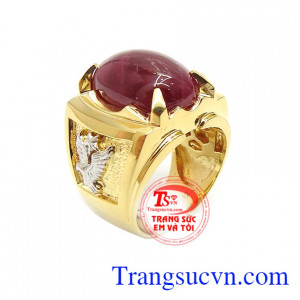 Nhẫn Nam Ruby Thịnh Vượng 18k chế tác tinh xảo, kiểu dáng thời trang, tôn lên sự mạnh mẽ, cá tính và sang trọng