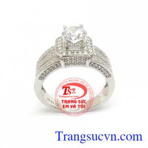 Nhẫn Nữ Vàng Trắng Phong Cách vàng 10k bền đẹp, chất lượng