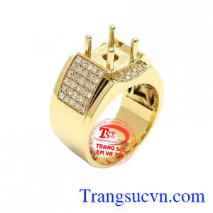 Vỏ Nhẫn Kim Cương Sang Trọng vàng 18k đính 70 viên kim cương bền đẹp, chất lượng