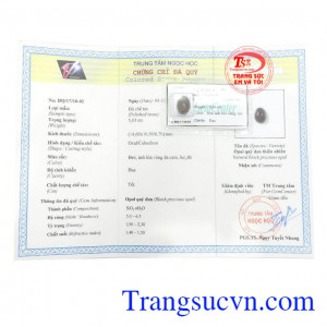Giấy kiểm định Opal Quý Đen Thiên Nhiên