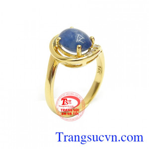 Nhẫn Nữ Vàng Sapphire Bình An vàng 14k bền đẹp, sang trọng