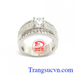 Nhẫn Nam Vàng Trắng Mạnh Mẽ 14k bền đẹp, chất lượng cao cấp