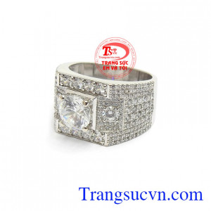 Nhẫn nam vàng trắng 14k đẳng cấp