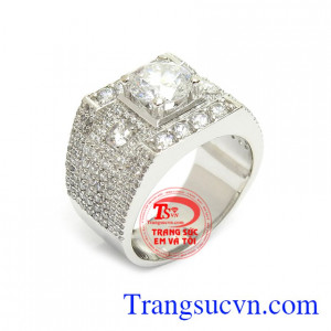 Nhẫn Nam Vàng 14k Đẳng Cấp đính đá tinh xảo, chế tác công nghệ cao cấp