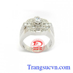 Nhẫn Nam Vàng Trắng Cá Tính đính đá độc đáo mang lại kiểu dáng mới lạ, khác biệt cho phái mạnh