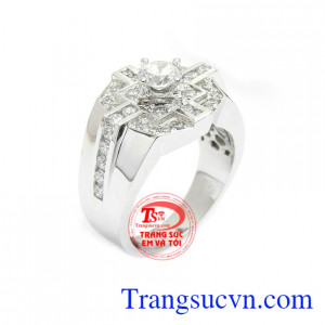 Nhẫn Nam Vàng Trắng Cá Tính 14k chế tác công nghệ cao, kiểu dáng tinh tế, thời trang và phong cách