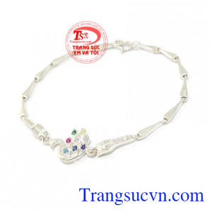 Lắc tay bạc con công ngũ sắc bạc 925 đẹp