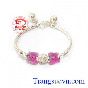 Lắc Tay Gắn Đá Cho Bé bạc 92.5 bền đẹp, sáng bóng, lắc bạc xinh xắn cho bé yêu