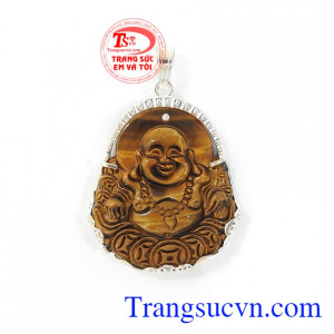 Mặt Di Lặc Mắt Hổ Bình An bọc bạc mạnh mẽ, thời trang