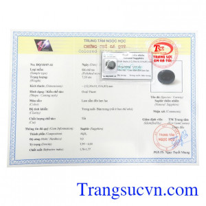 Giấy kiểm định Sapphire Thiên Nhiên Cát Lộc