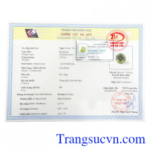 Giấy kiểm định Viên Peridot Thiên Nhiên Tài Lộc