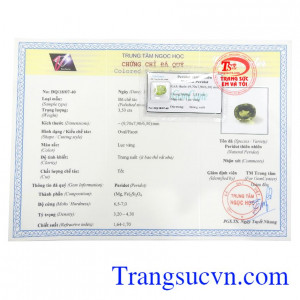 Giấy kiểm định Peridot Ép Vỉ May Mắn