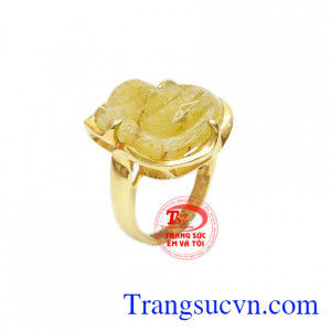 Nhẫn hồ ly thạch anh tóc vàng