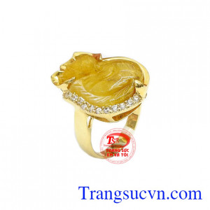 Nhẫn hồ ly thạch anh tóc may mắn