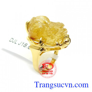Nhẫn Nữ Tỳ Hưu Bình An vàng 14k bền đẹp, sang trọng