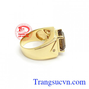 Nhẫn nam thạch anh khói 