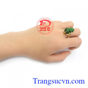 Nhẫn Tỳ Hưu Phỉ Thúy Đẹp vàng 14k sang trọng, cao cấp
