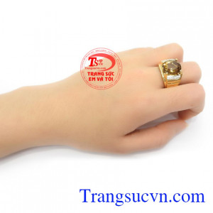 Nhẫn Thạch Anh Khói Sang Trọng đeo hợp thời trang phong thủy