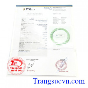 Giấy kiểm định từ PNJ