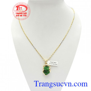 Bộ Tỳ Hưu Phỉ Thúy Chiêu Tài kết hợp giữa dây chuyền thời trang và mặt dây Tỳ hưu phỉ thúy thiên nhiên phong thủy