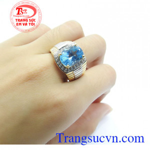 Nhẫn nam topaz thiên nhiên mang đến nhiều may mắn, tiền tài cho người đeo