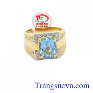 Nhẫn vàng gắn đá chủ Topaz thiên nhiên