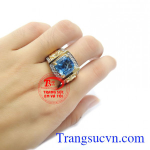 Nhẫn nam đá topaz thiên nhiên cao cấp mang ý nghĩa may mắn, hạnh phúc