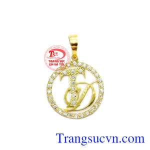 Mặt dây chuyền chữ TD vàng 18k