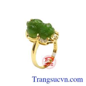 Nhẫn tỳ hưu cẩm thạch đáng yêu