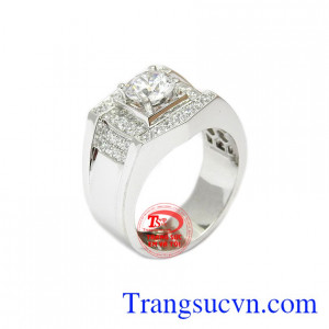 Nhẫn nam thời trang vàng trắng 14k