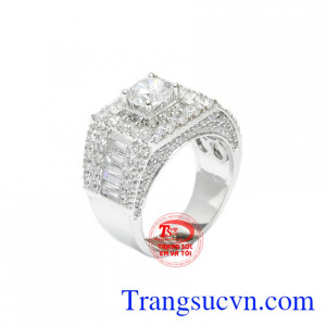 Nhẫn nam cao cấp vàng trắng 14k 