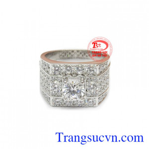 Nhẫn nam mạnh mẽ vàng trắng 14k mang đến cho người dùng một sản phẩm hoàn hảo.
