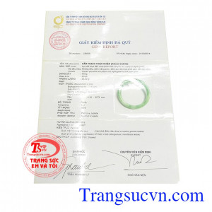 Giấy kiểm định từ SJC