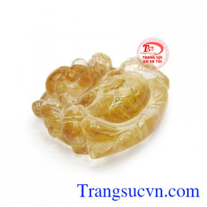 Mặt di lặc thạch anh tóc đẹp được chạm khắc tinh tế, hợp phong thủy. 