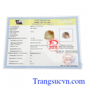 Mặt dây có giấy kiểm định đá quý.