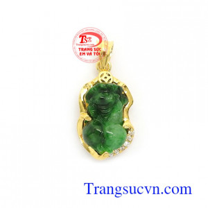 Mặt Dây Tỳ Hưu Cát Tường chạm khắc đẹp, chất lượng cao, bọc vàng 14k