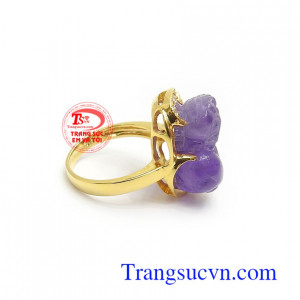 Nhẫn Tỳ hưu đá quý bình an, may mắn